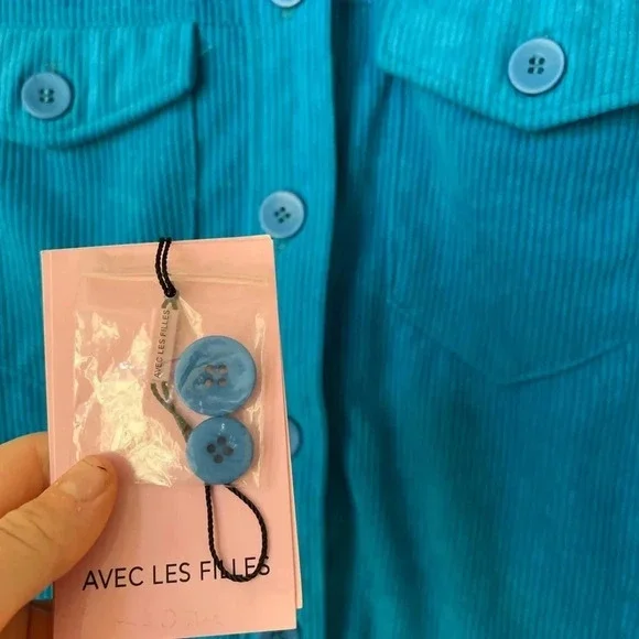 Avec Les Filles Turquoise Corduroy Jacket - Picture 4 of 4